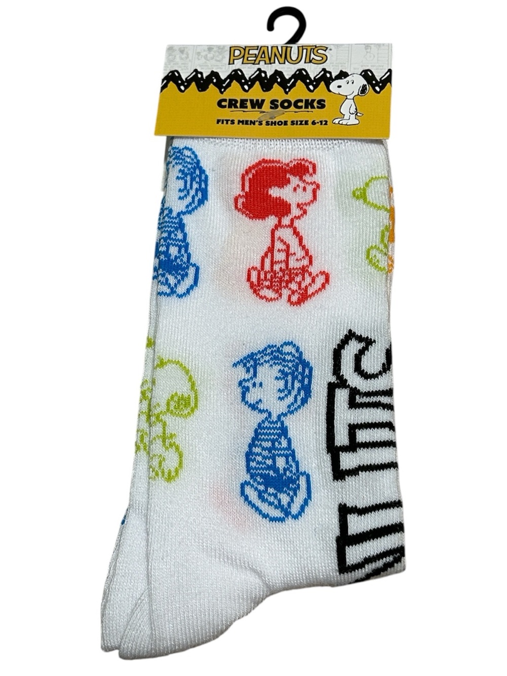 Peanuts Unisex Crew Socks-White with Snoopy and friends Fits Shoe Size 6-12 NEW